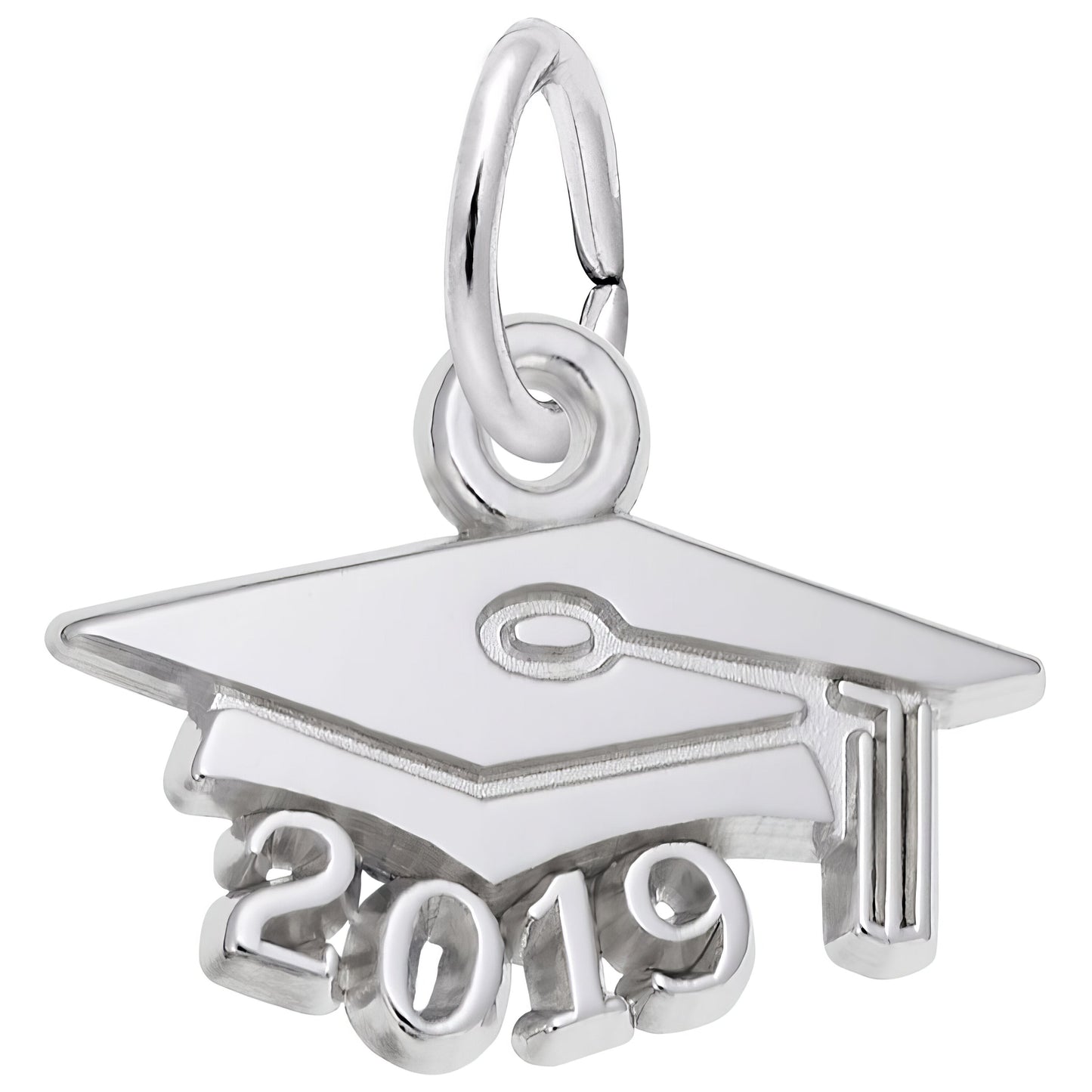 Sterling Silver Grad Cap 2019 Charm - 8mm x 14mm