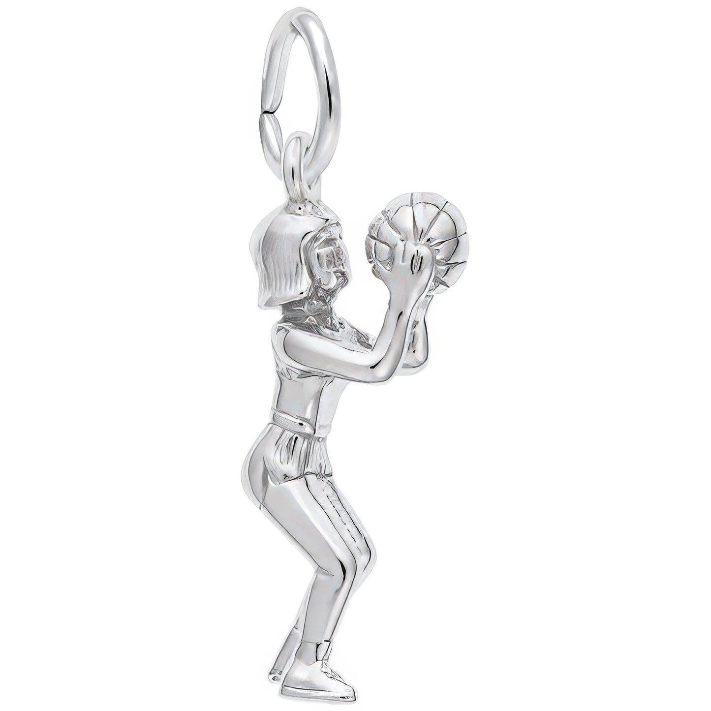 Shootin Hoops Charm - Metal - Sterling Silver