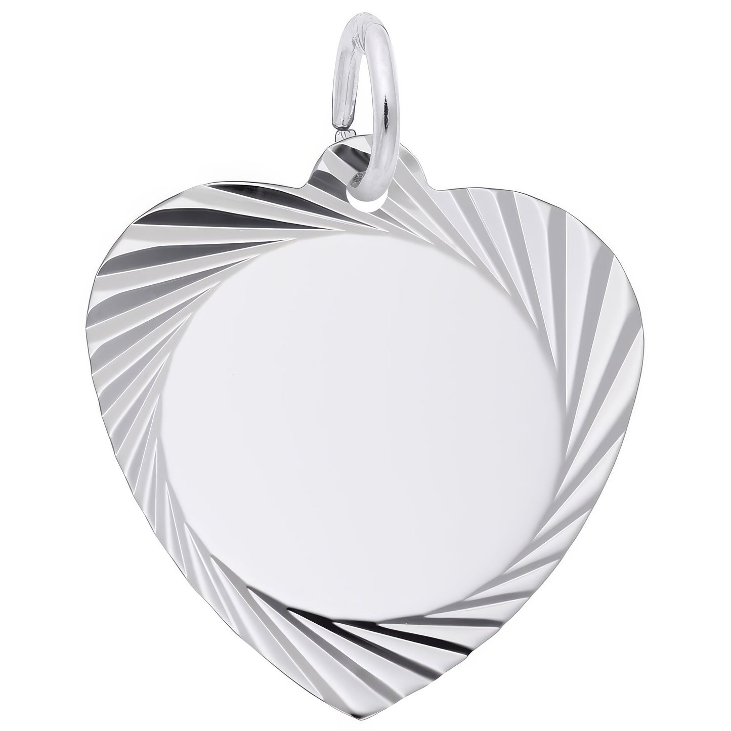 Medium Faceted Heart Charm - Metal - Sterling Silver