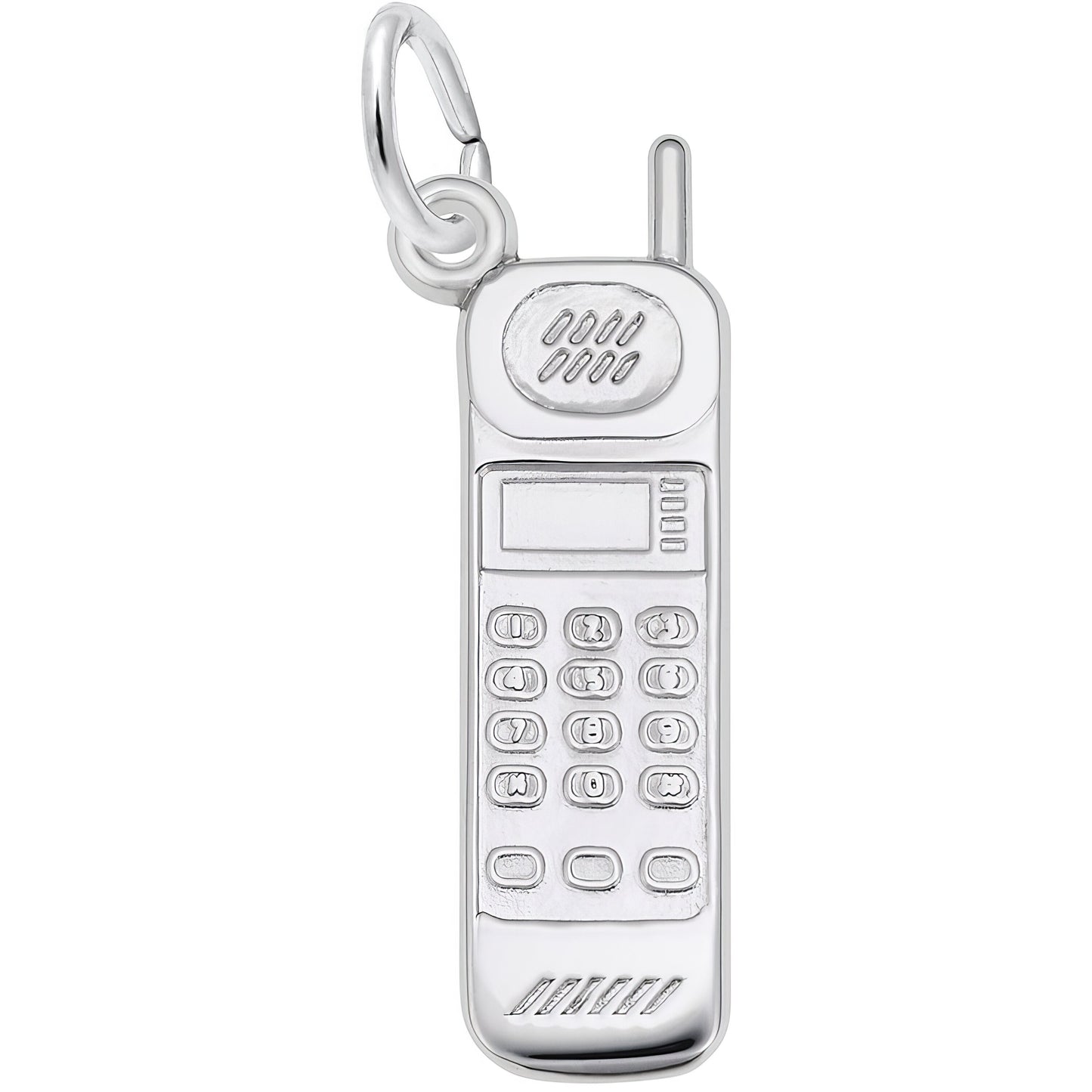Cordless Phone Charm - Metal - Sterling Silver