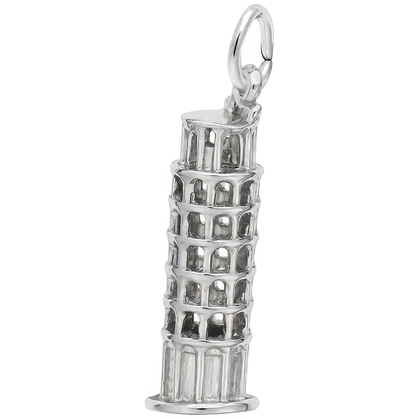 Sterling Silver Leaning Tower Of Pisa Charm - 19mm x 7mm