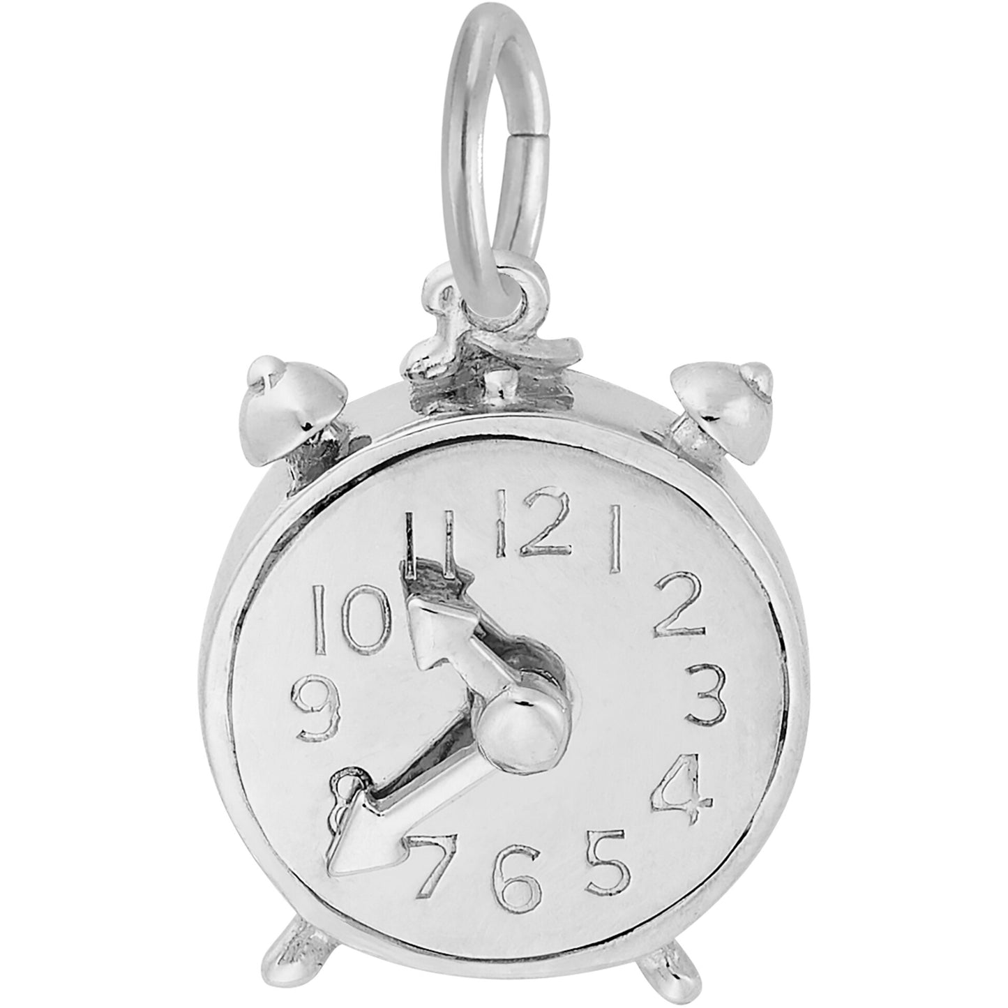 Sterling Silver Alarm Clock Charm - 15mm x 13mm