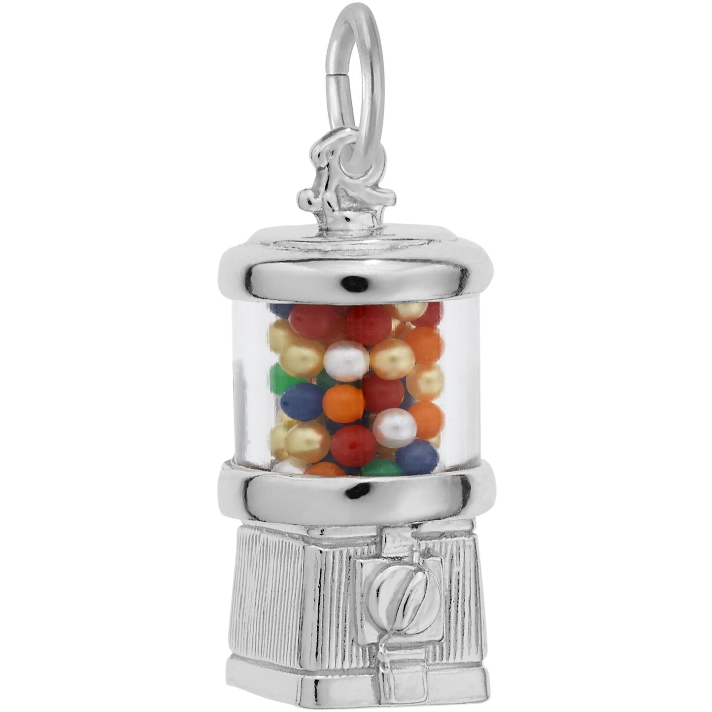 Gumball Machine Charm w/Multicolor Beads - Metal - Sterling Silver
