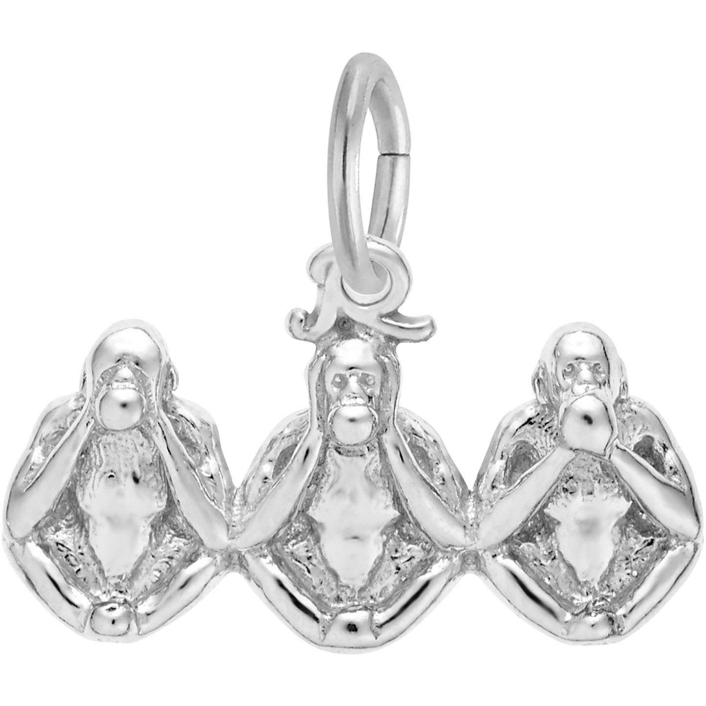 Sterling Silver Monkeys, Three Charm - 9mm x 19mm