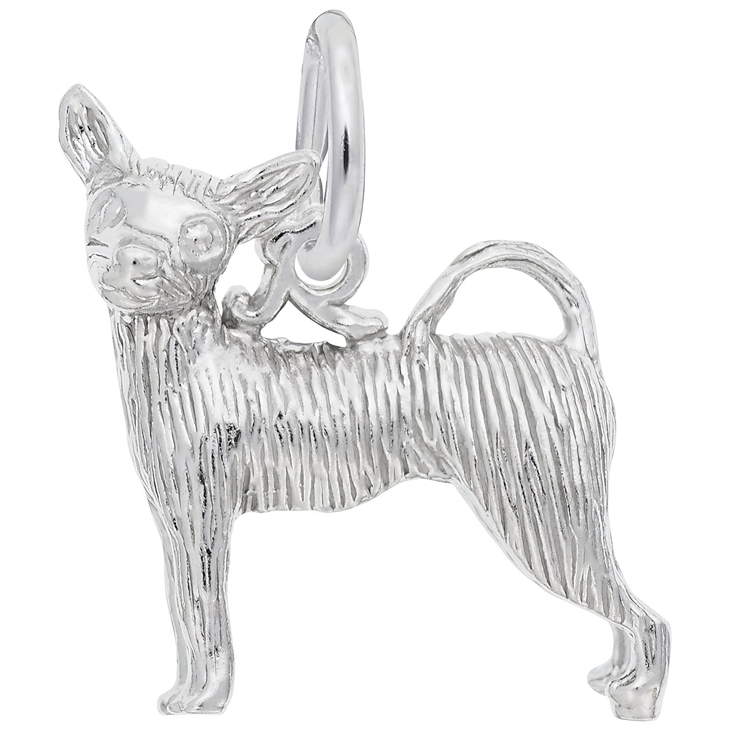 Sterling Silver Chihuahua Charm - 16mm x 13mm