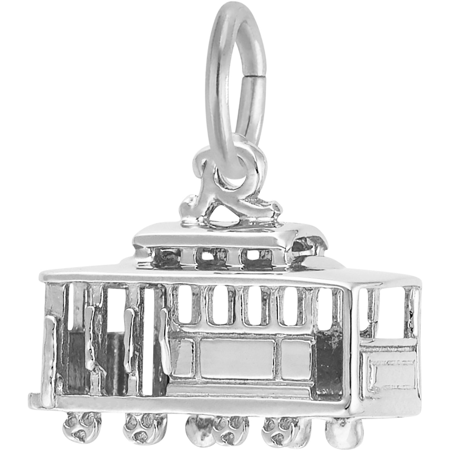 Detailed Cutout Cable Car Charm - Metal - Sterling Silver