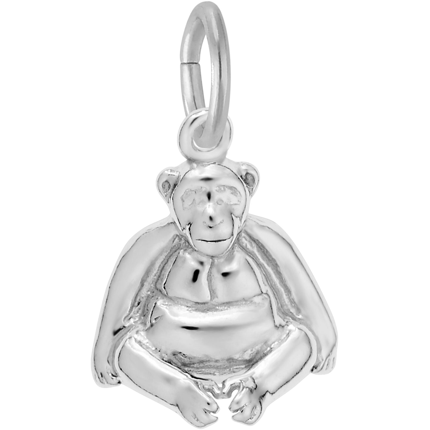 Sitting Monkey Charm - Metal - Sterling Silver