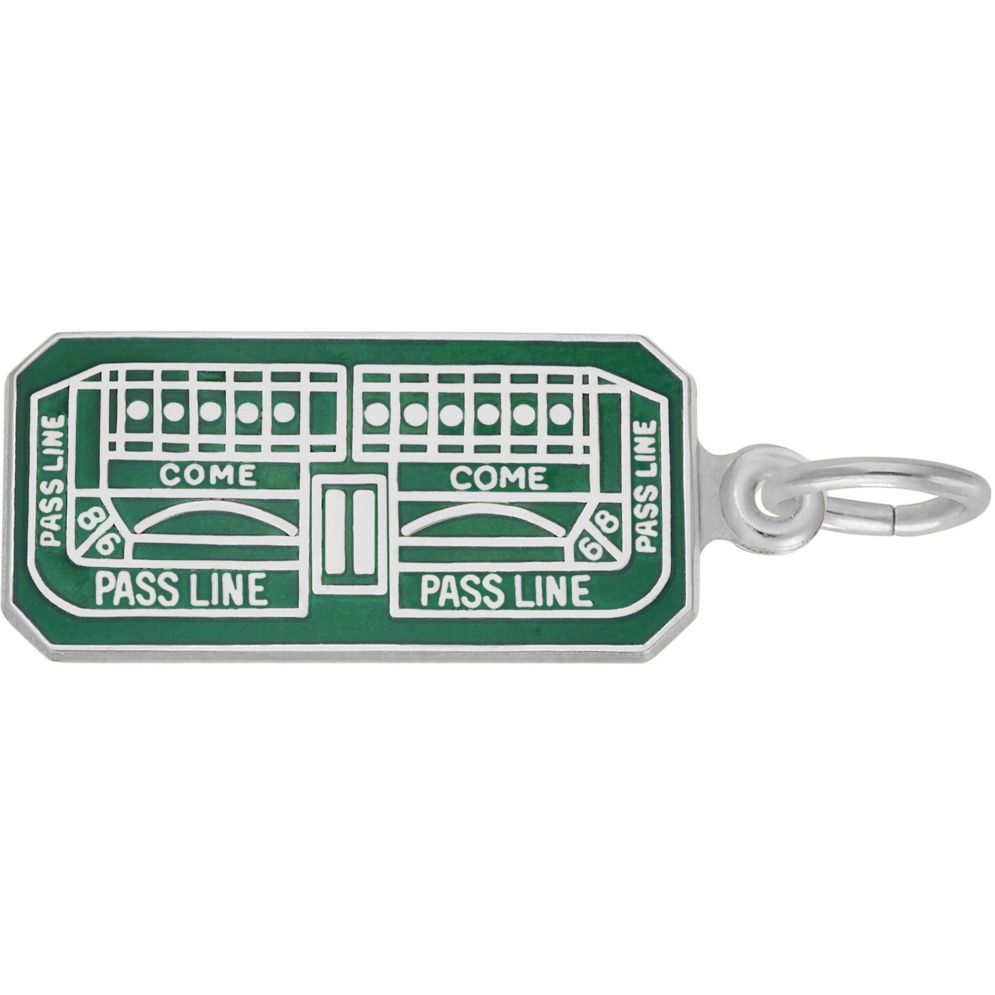 Craps Table Charm w/Green Enamel - Metal - Sterling Silver