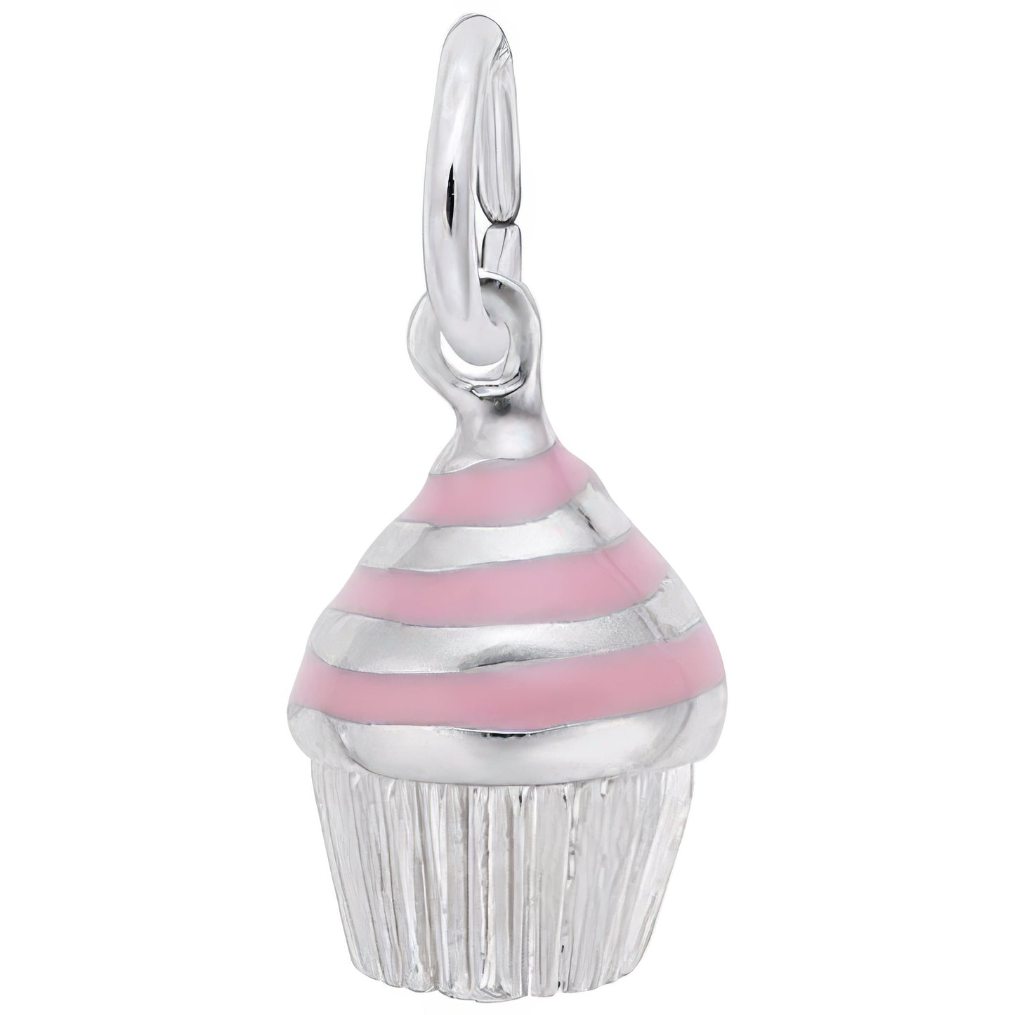 Sterling Silver Cupcake with Pink Icing Charm