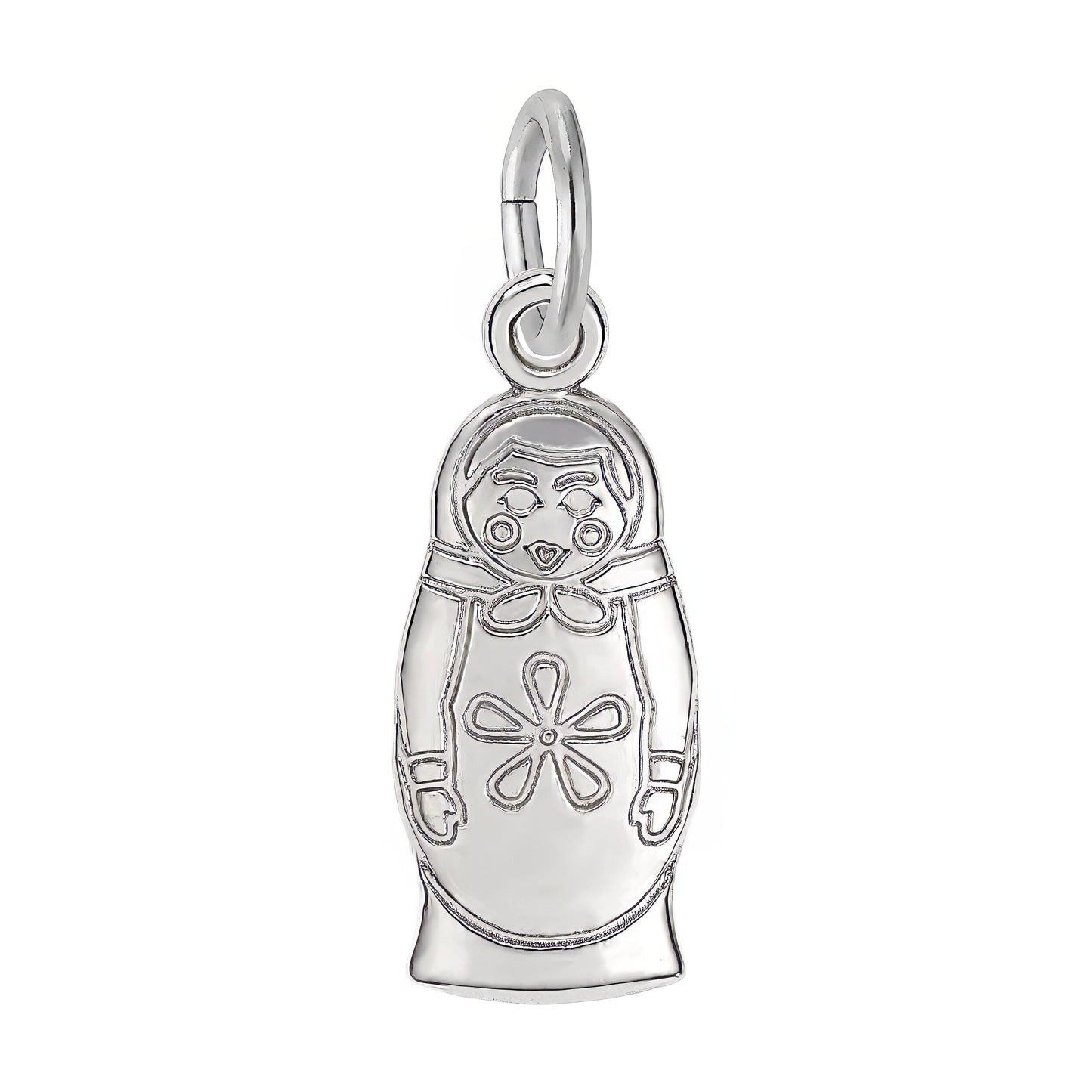 Matryoshka Doll 2 Sided Charm - Metal - Sterling Silver