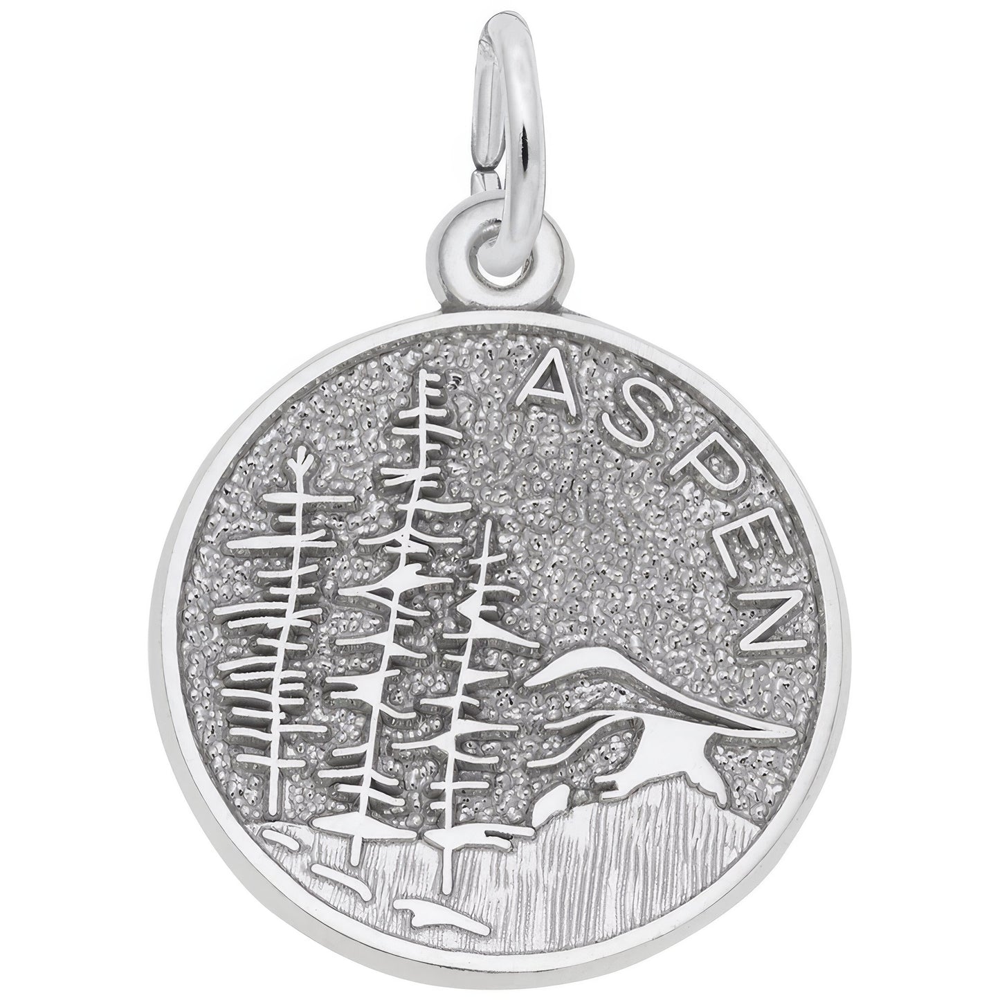 Aspen Mountain Scene Charm - Metal - Sterling Silver