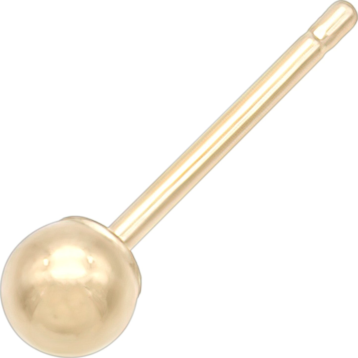 Ball Stud Earrings 14k Gold 3mm 2 Pairs