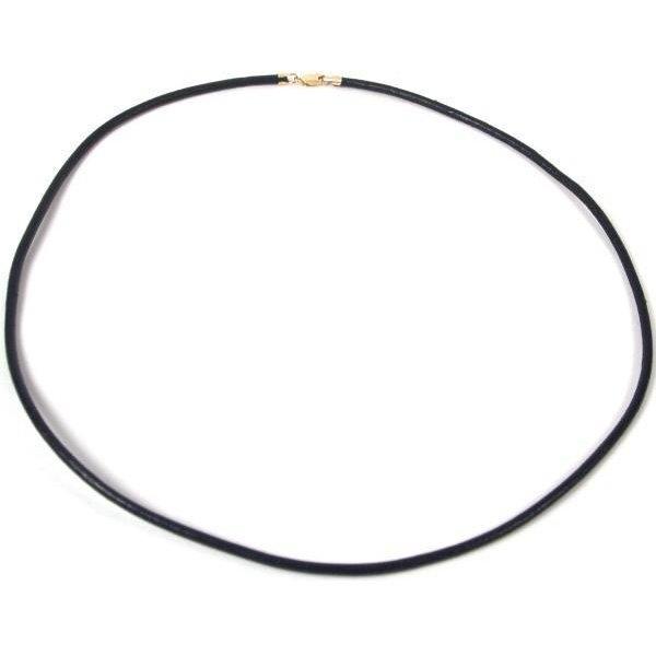 Leather Cord Necklace Black 16"