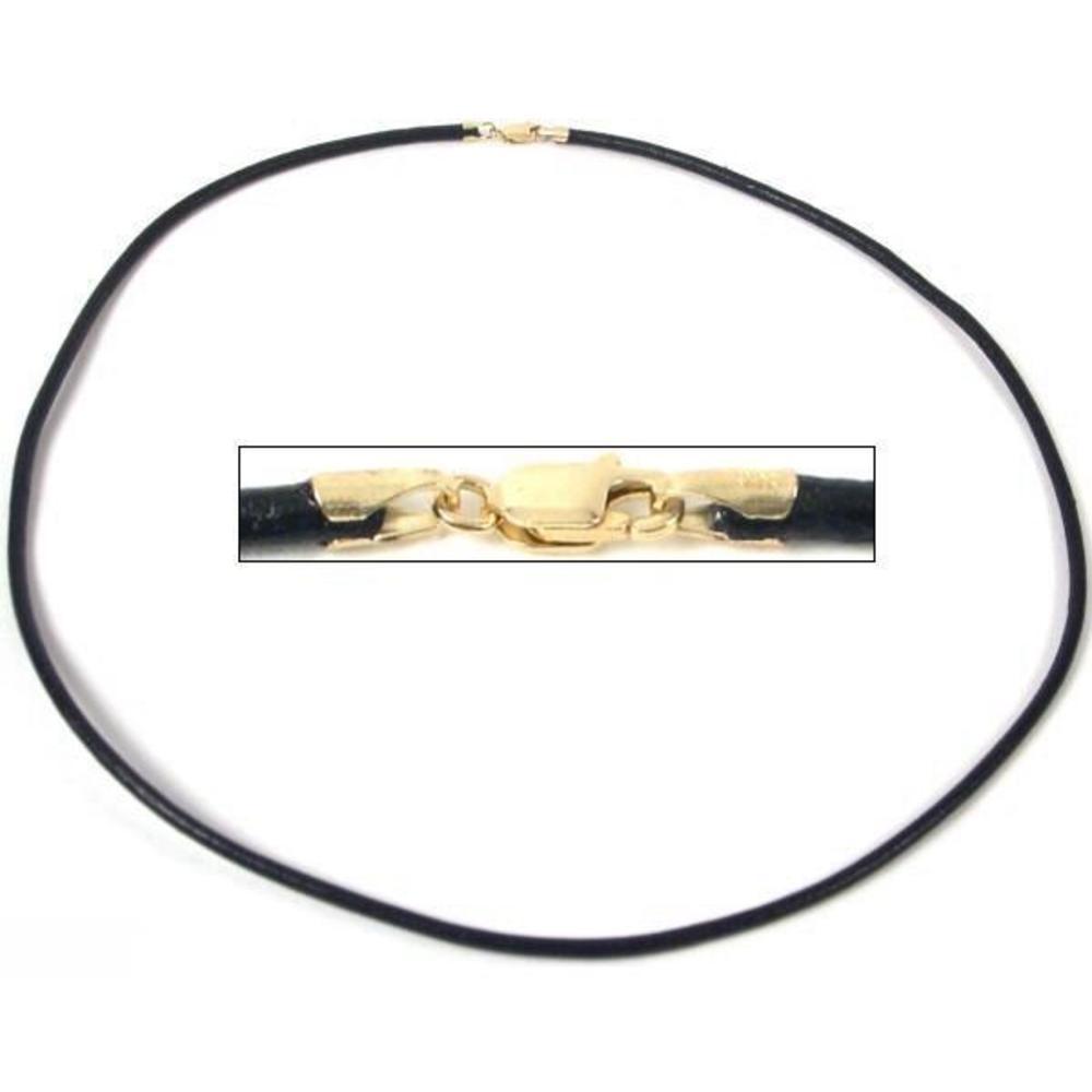 Leather Cord Necklace Black 18"