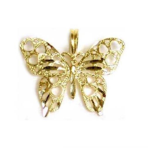 Butterfly Charm 17mm & 18" Chain 14k Gold