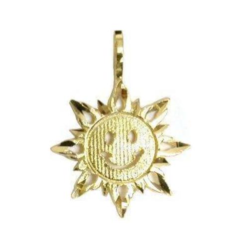 Sun Charm 19.5mm & 18" Chain 14k Gold