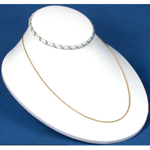 3 Necklace Bust White Silver Faux Leather Display