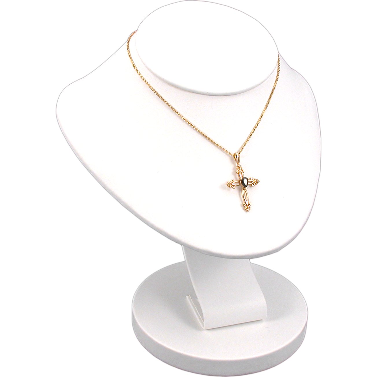 2 White Leather Necklace Busts Jewelry Displays 7.25"