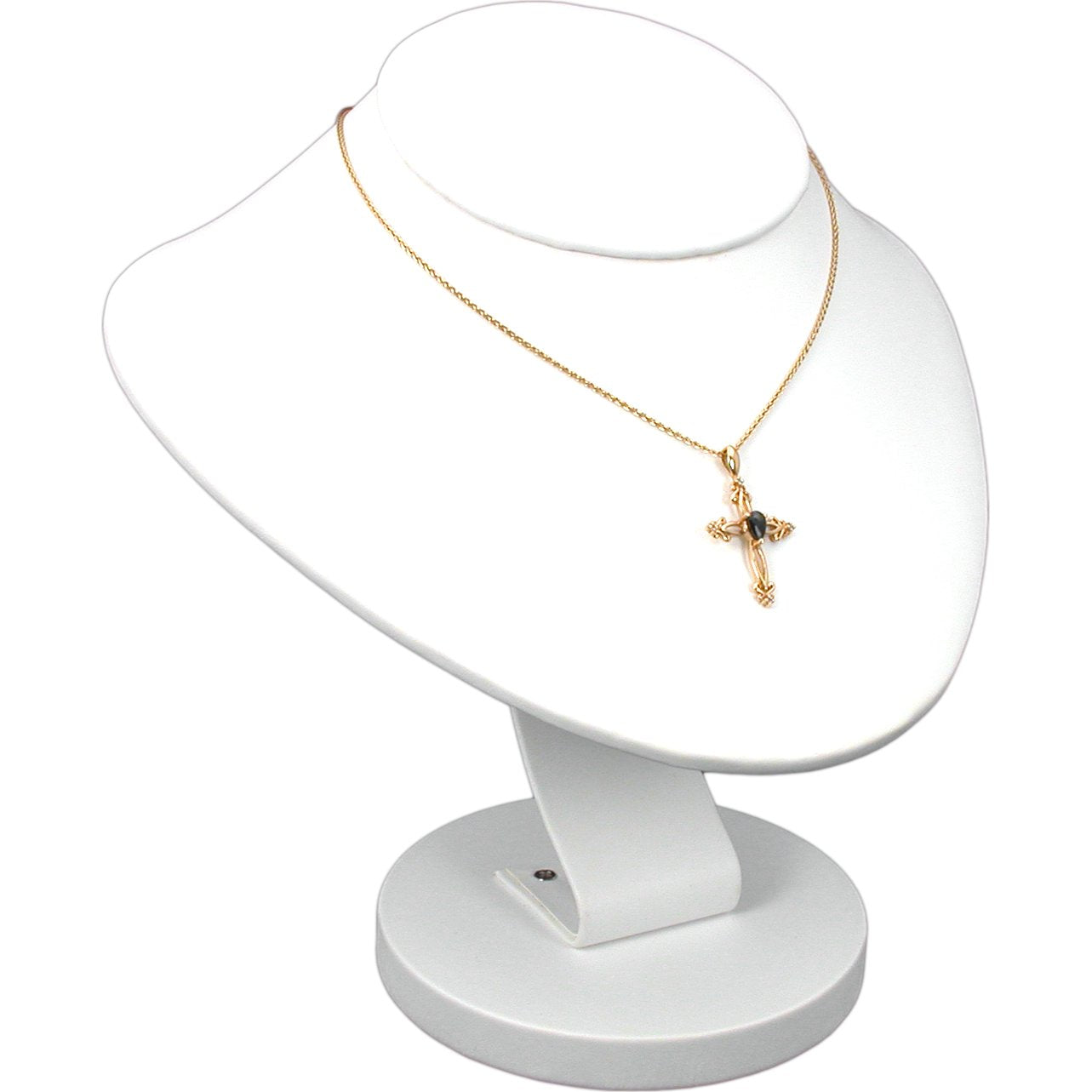 2 White Leather Necklace Busts Jewelry Displays 8.5"