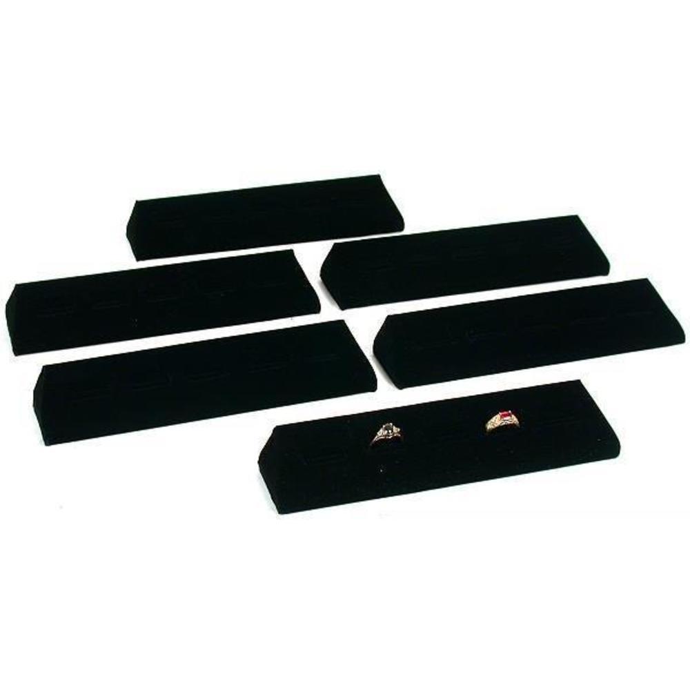 5 Slot Ring Display Stands Black Velvet 8 1/8" 6Pcs