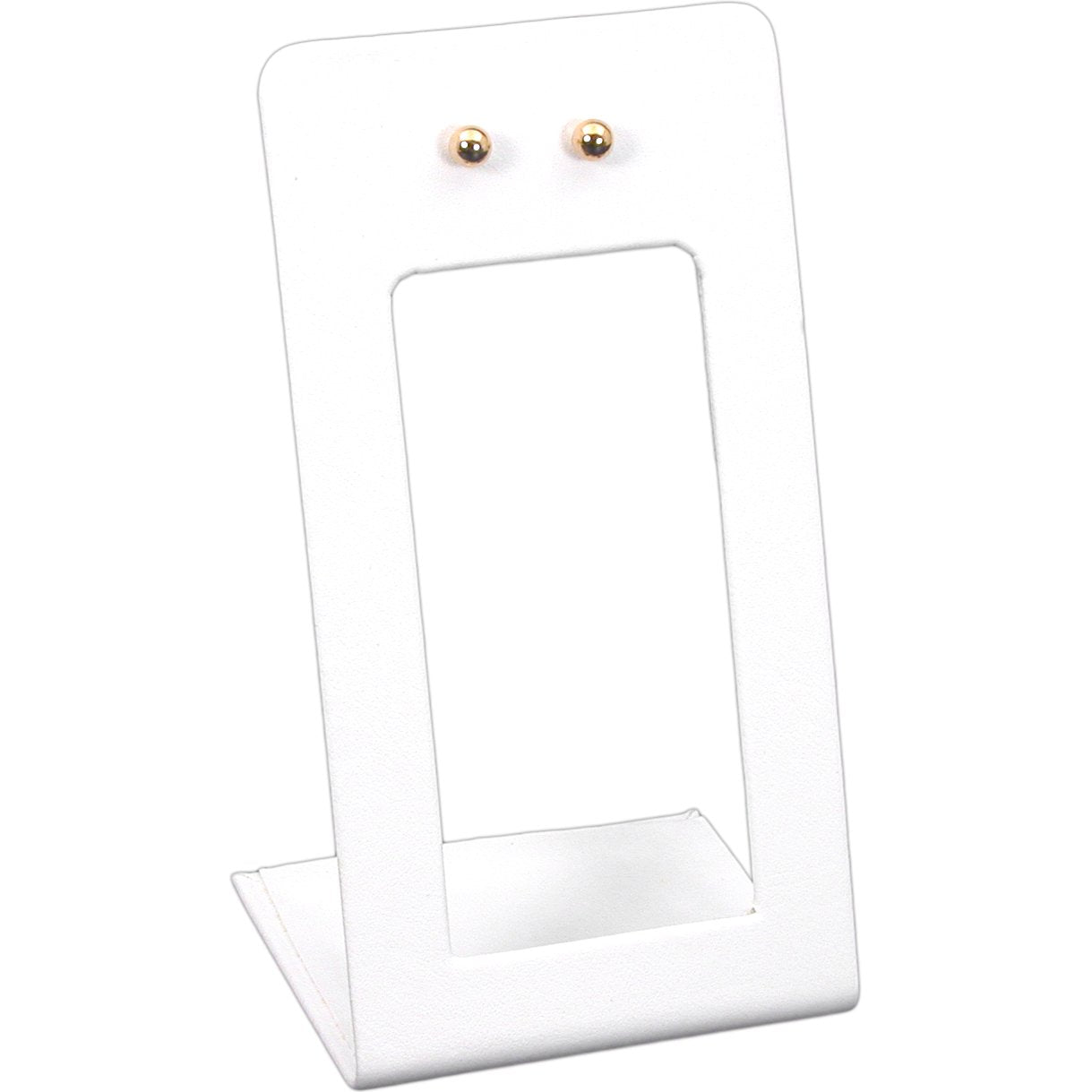 Earring Display Stand White Faux Leather 2 3/8"