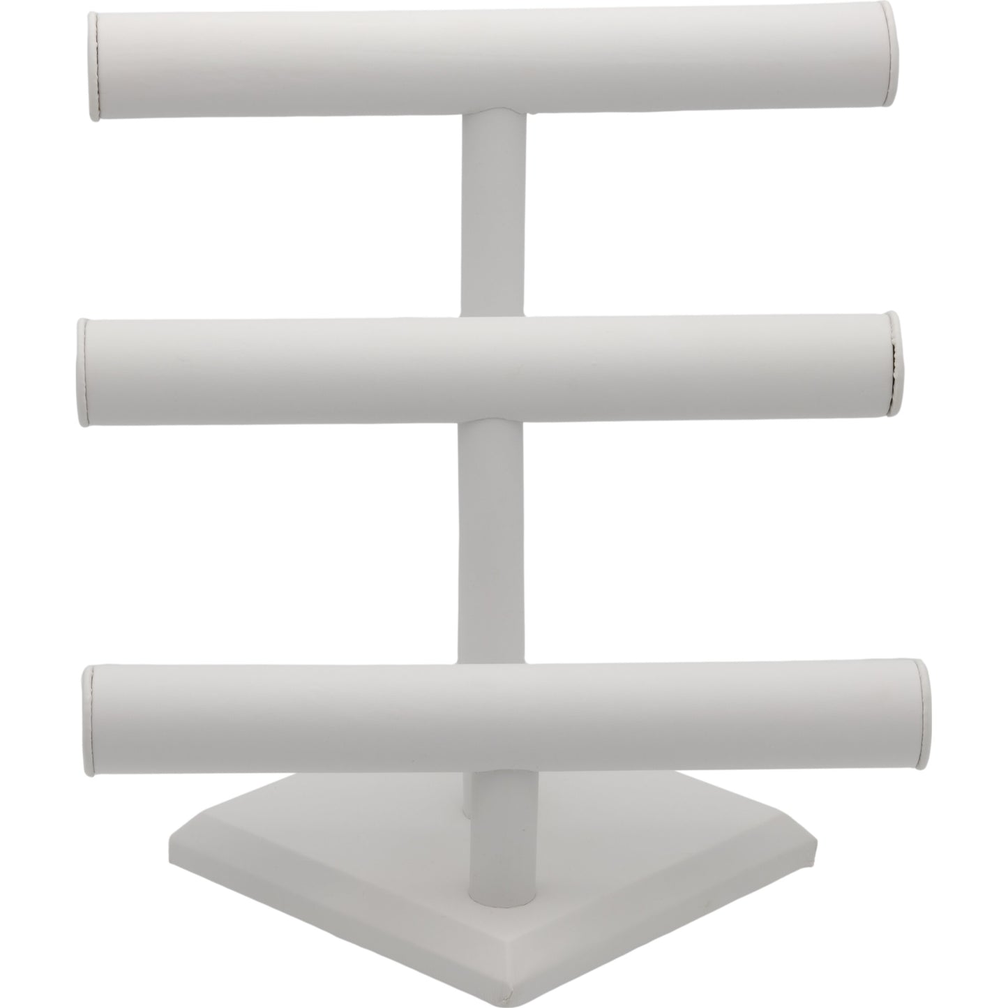 12" x 12" White Faux Leather Triple Tier T-Bar Bracelet Chain Display 3/4" 2 Pcs