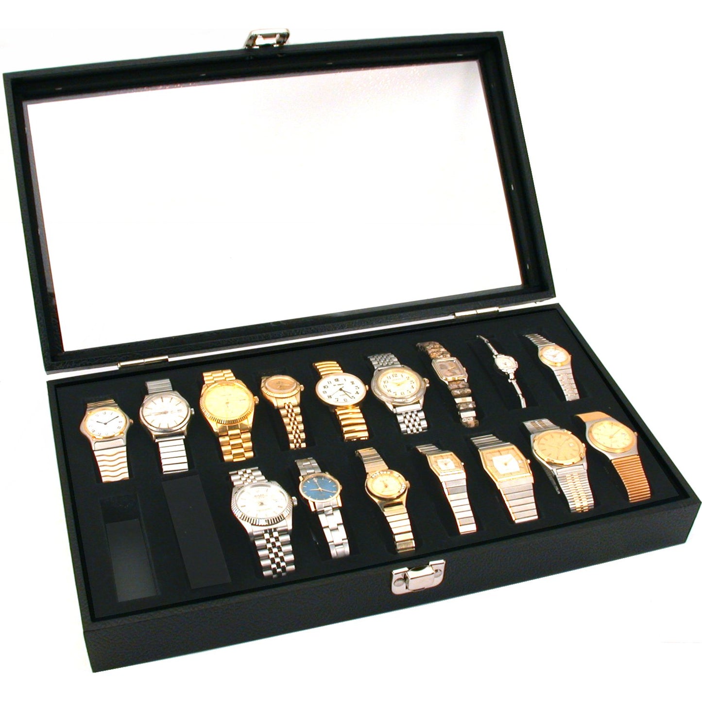 2Pc 18 Watch Glass Top Display Cases