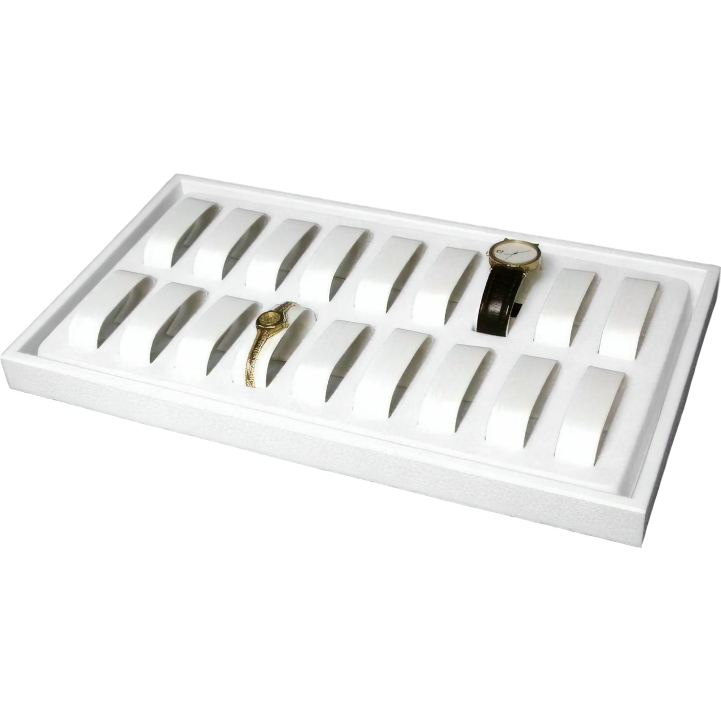 3Pc 18 Slot White Plastic Watch Display Trays