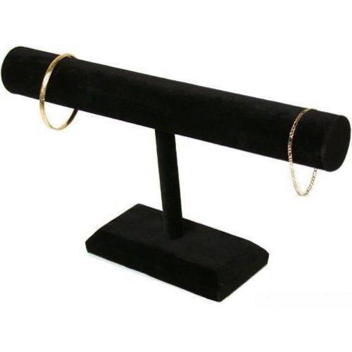 Black Velvet T-Bar Bracelet & Necklace Jewelry Display
