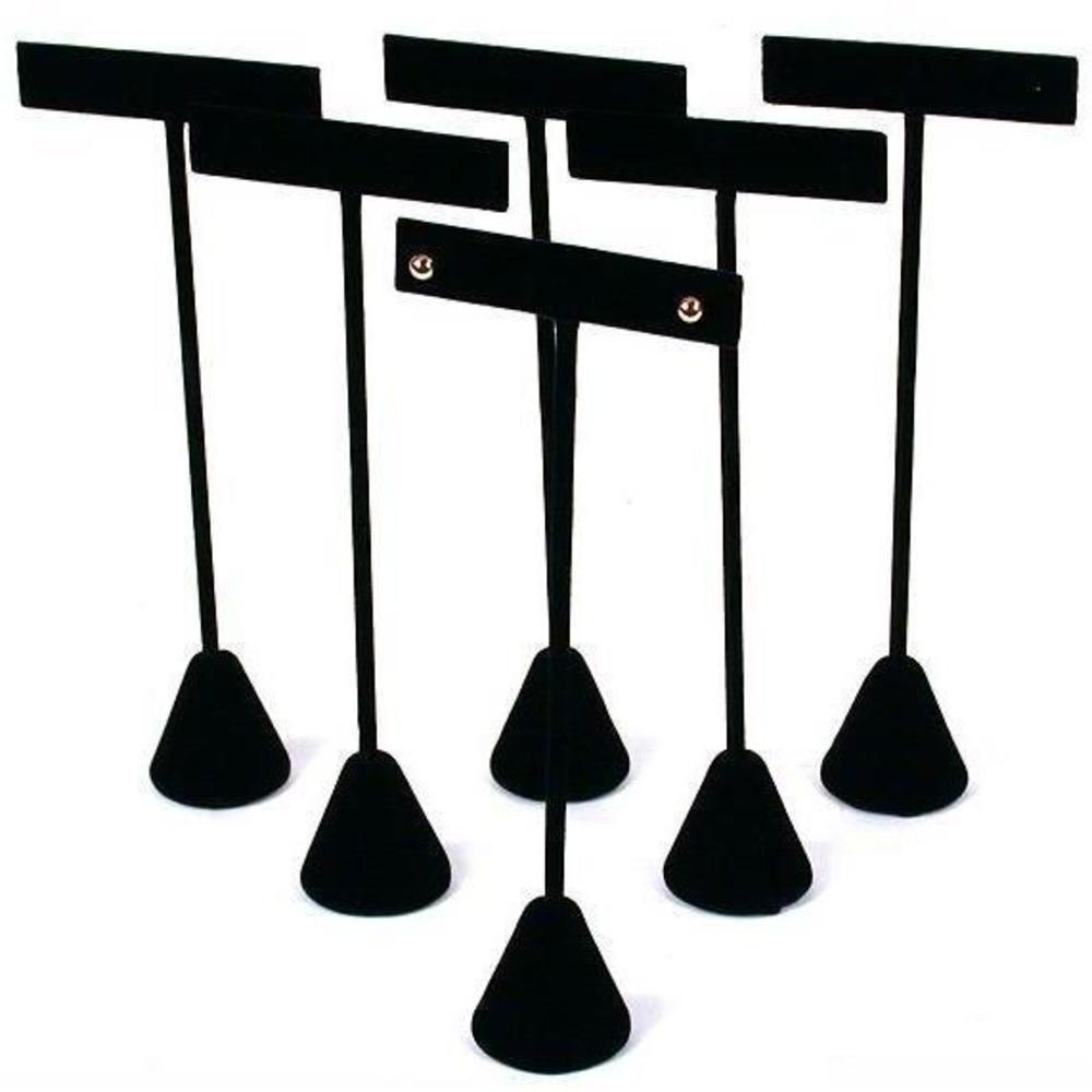 6 Earring T Stand Black Velvet Showcase Display 6.75"