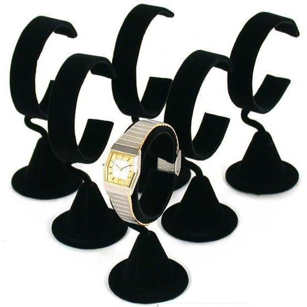 6 Wrist Watch Black Velvet Jewelry Showcase Display