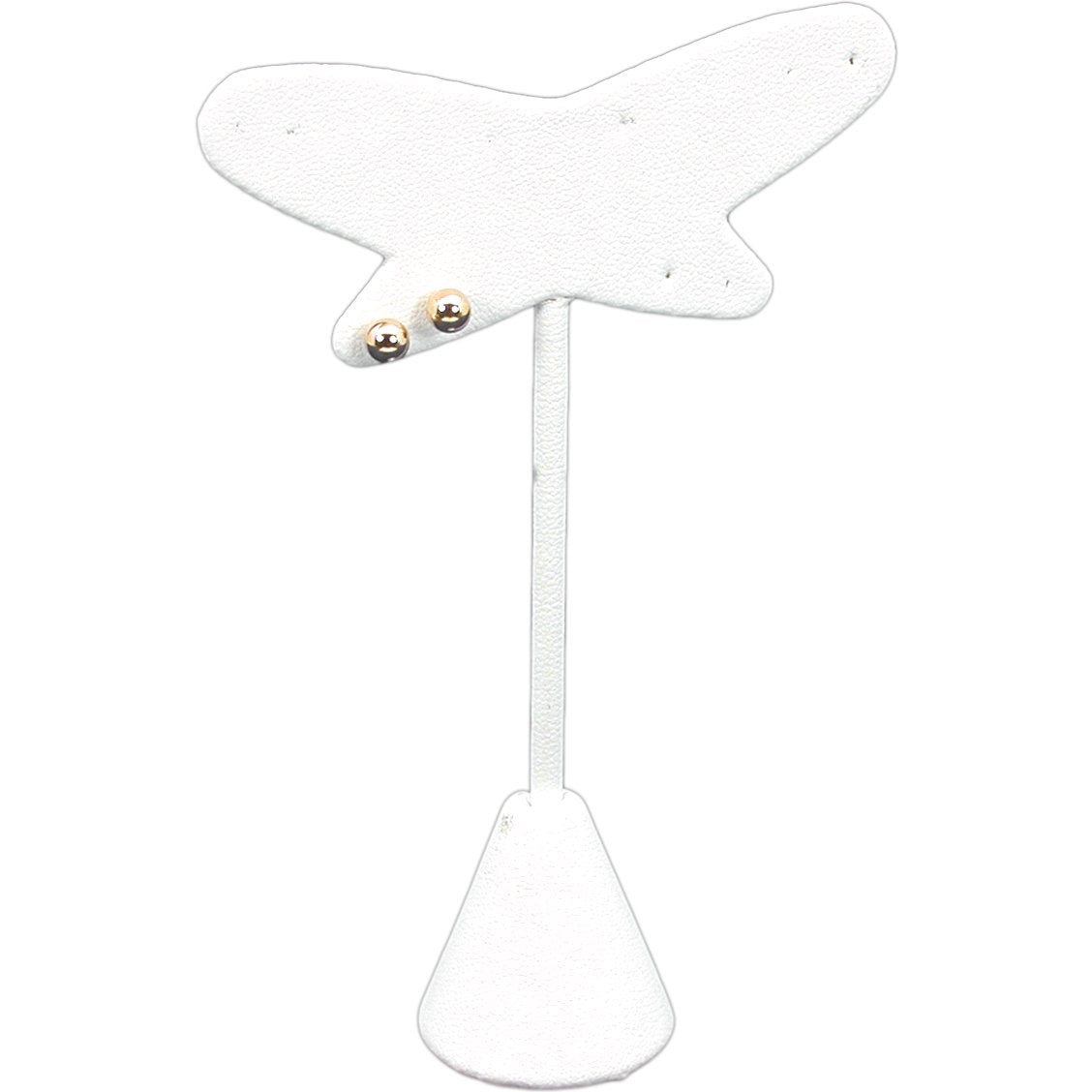 6 White Faux Leather Earring Displays 4 3/4"