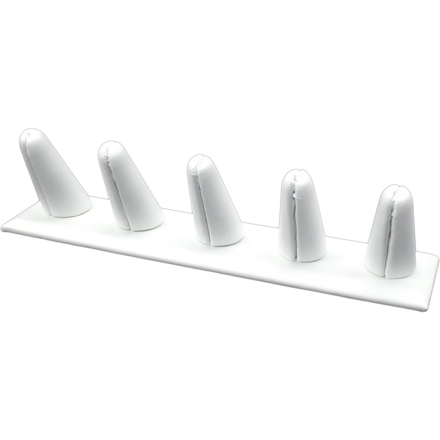 12 Ring Finger Display White Faux Leather Jewelry