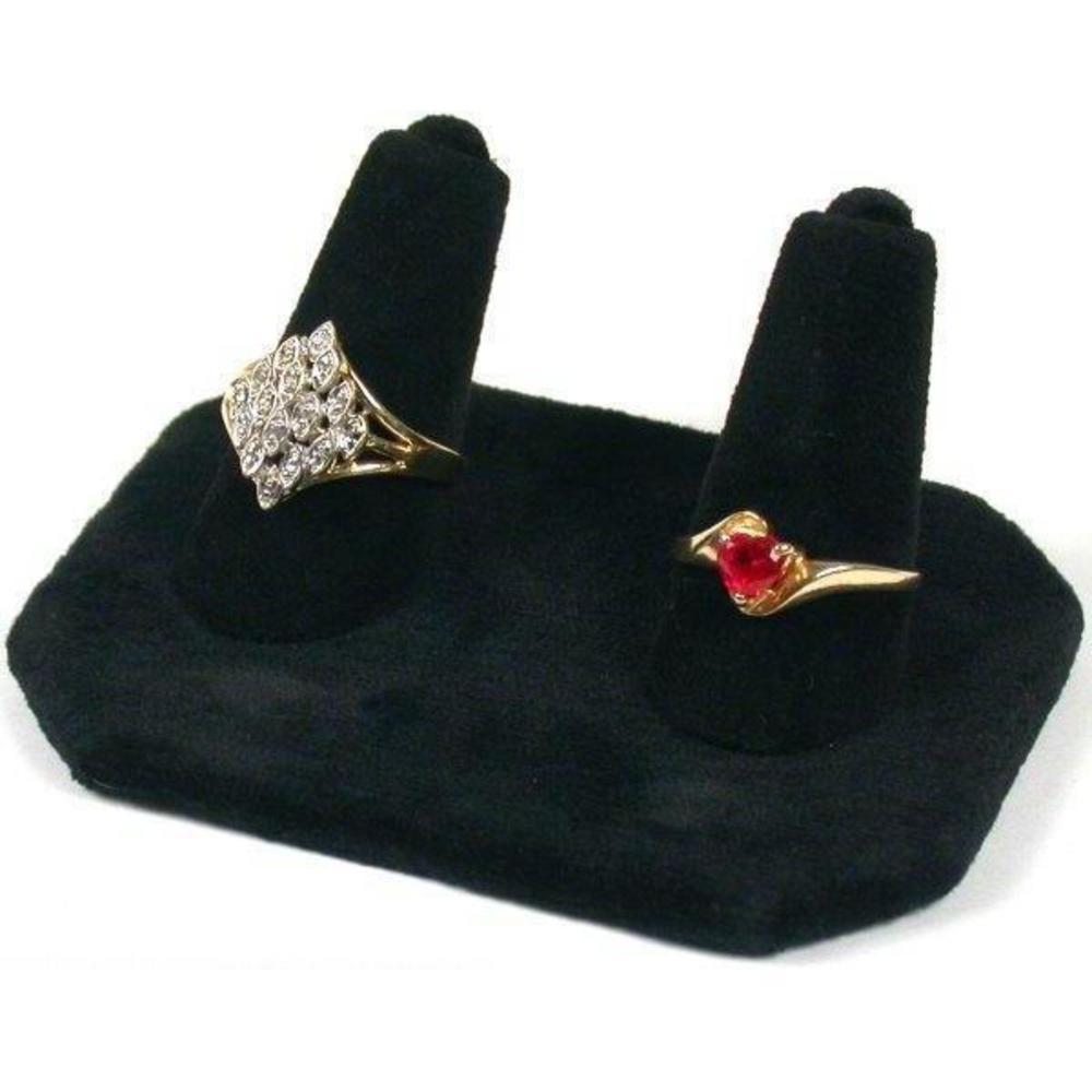 3 Displays Double Ring Black Velvet Jewelry Showcase