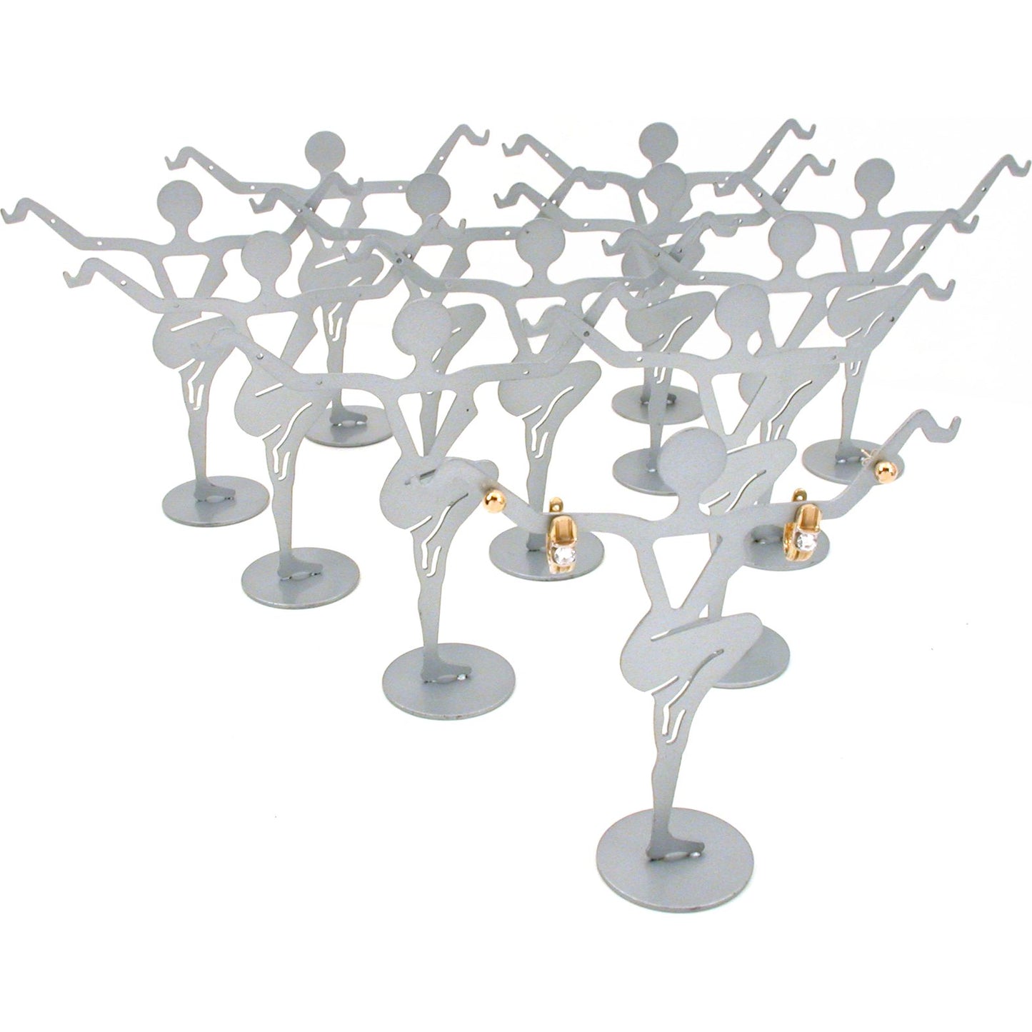 12 Silver Earring Dancer Display Jewelry Showcase Unit