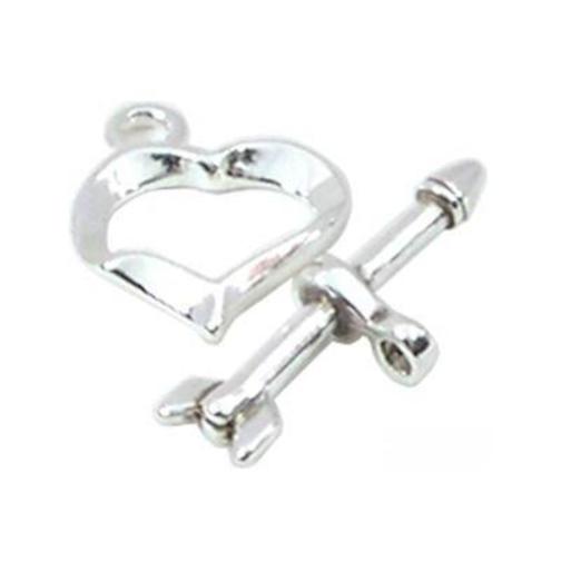 2 Sterling Silver Heart Toggle Clasps Bracelet Parts