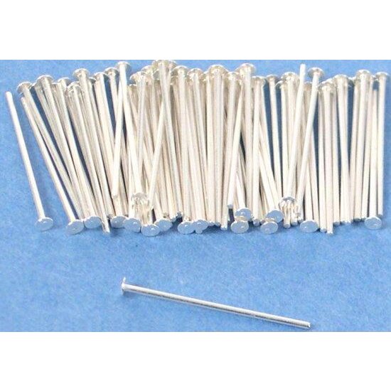 Head Pins Sterling Silver 24 Gauge 1/2" 75Pcs