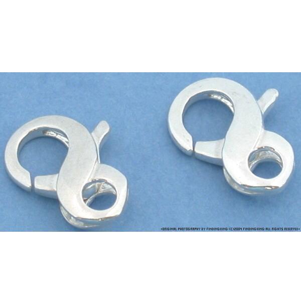 2 Lobster Clasps Sterling 9x15mm Infinity Silver Part
