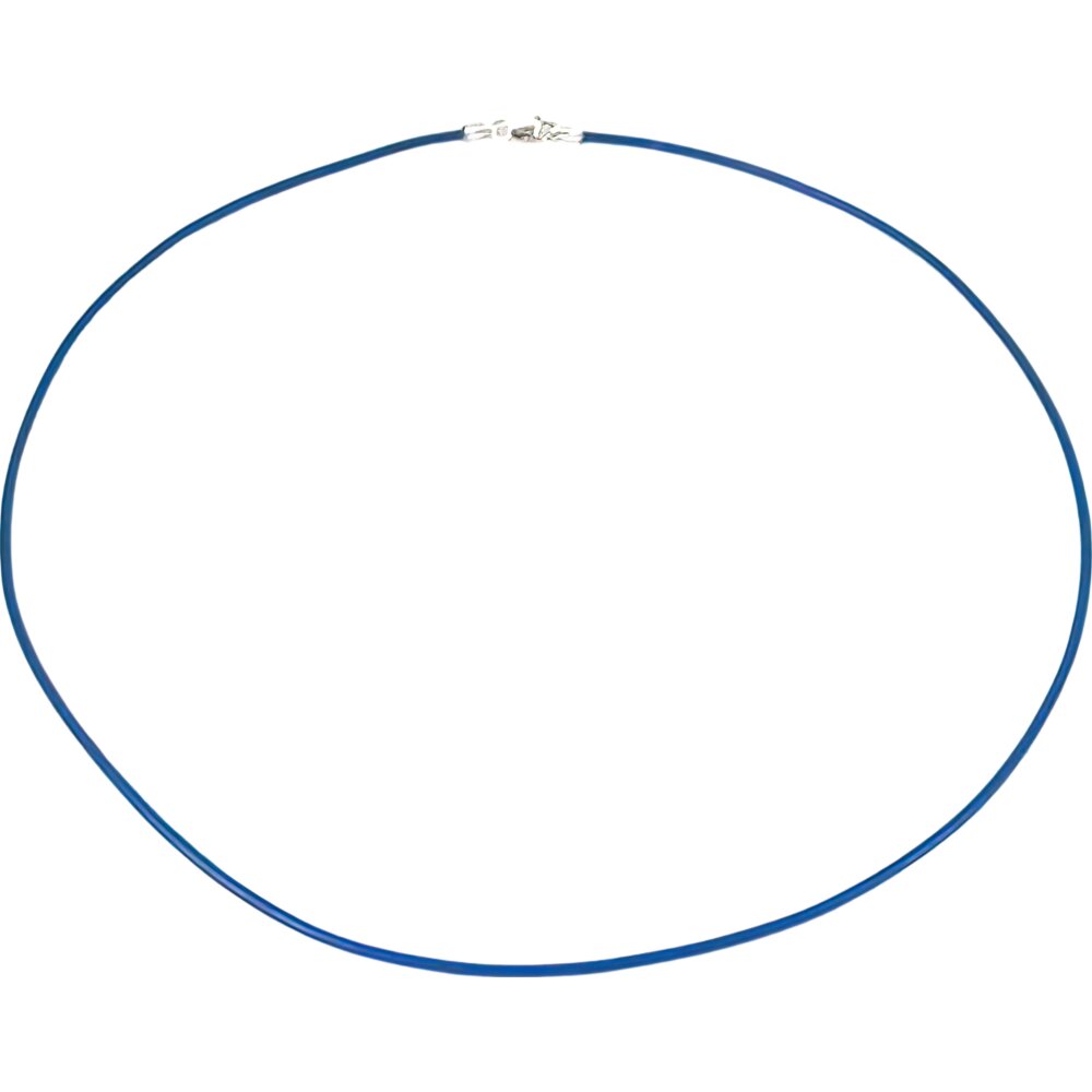 Leather Cord Necklace Blue 16"