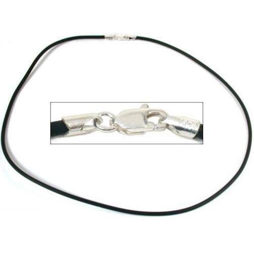 Rubber Cord Necklaces Black 16" & 18" 2Pcs