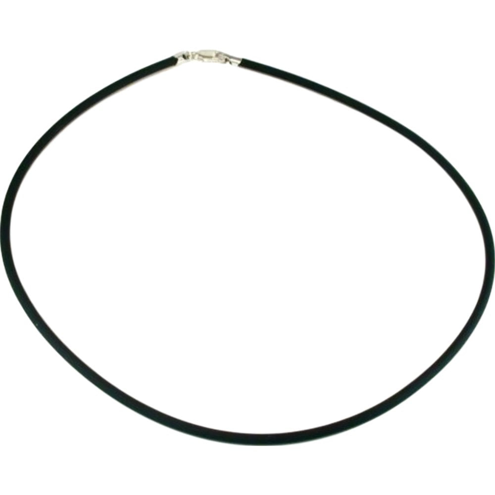 Rubber Cord Necklaces Black 16" & 18" 2Pcs