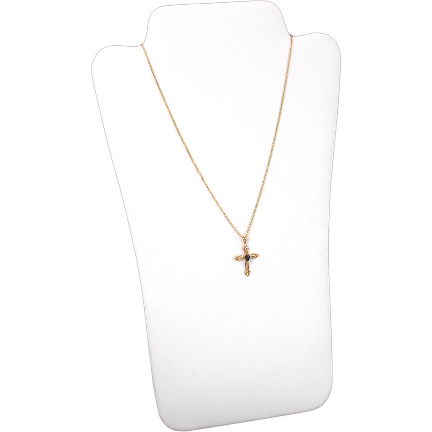 White Leather Necklace Easel Display Jewelry Case 12.5"