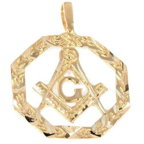 Freemason Charm 25mm & 18" Chain 14k Gold
