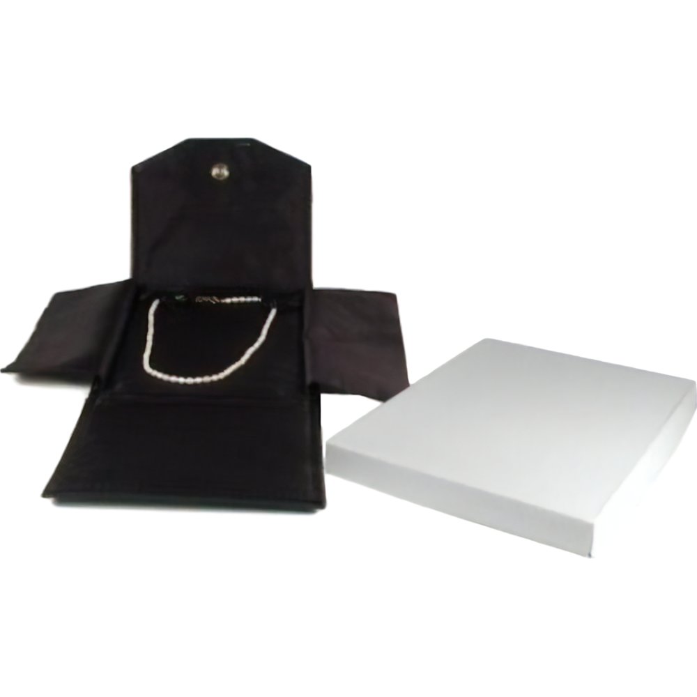 3 Black Leather Necklace Jewelry Travel Folder Display Cases