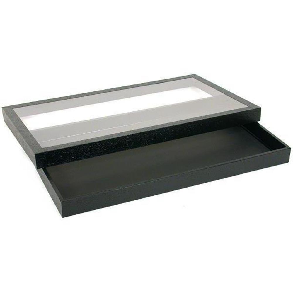 Acrylic Lid Jewelry Display Case Black 14 3/4"
