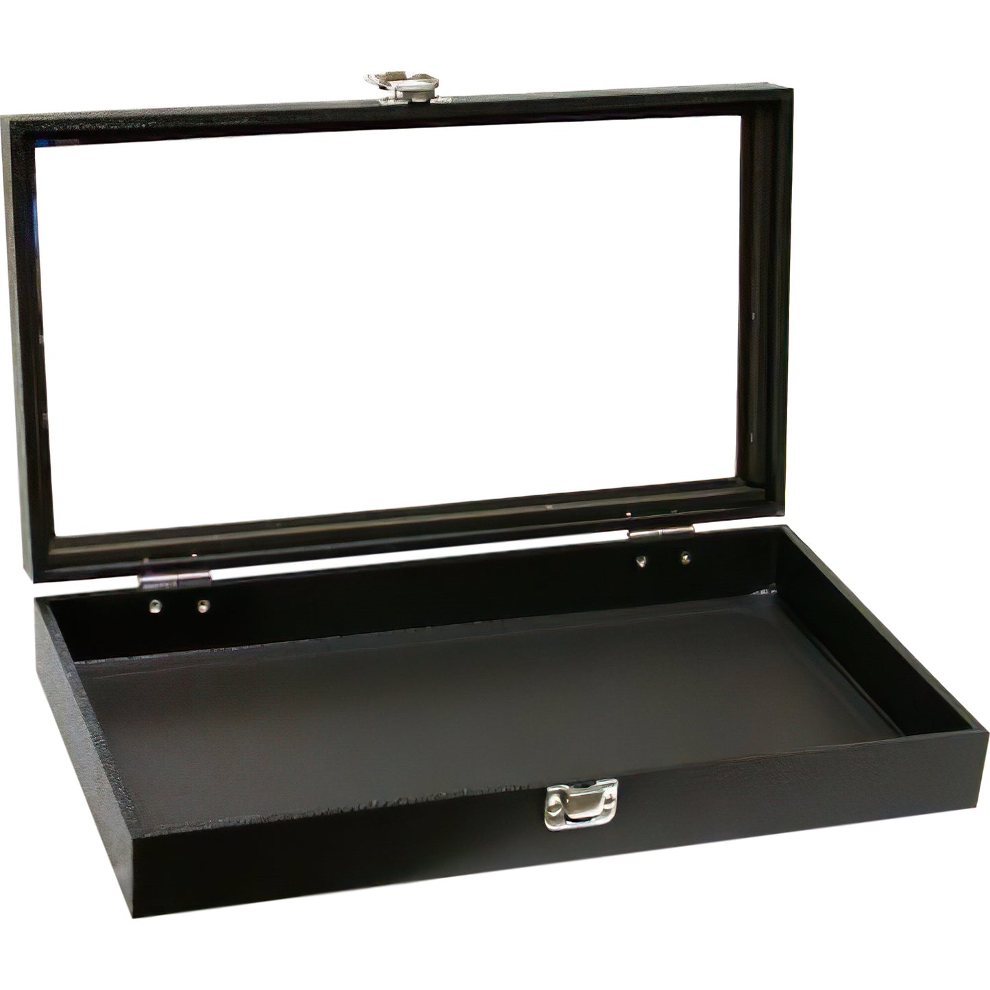 Body Display Pad White Faux Leather Glass Lid Case