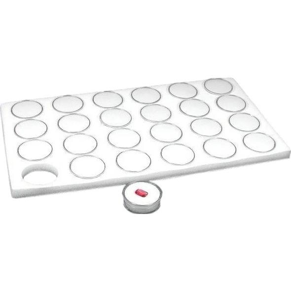 24 Gem Jars White Display Tray Travel Case Acrylic Case