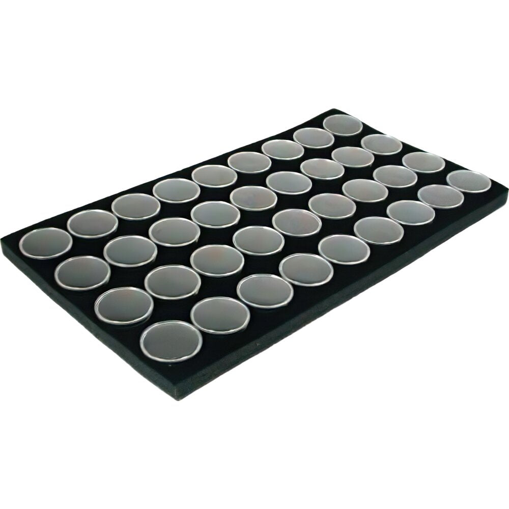 36 Gem Jars Inserts 1" & Black Display Trays 2Pcs