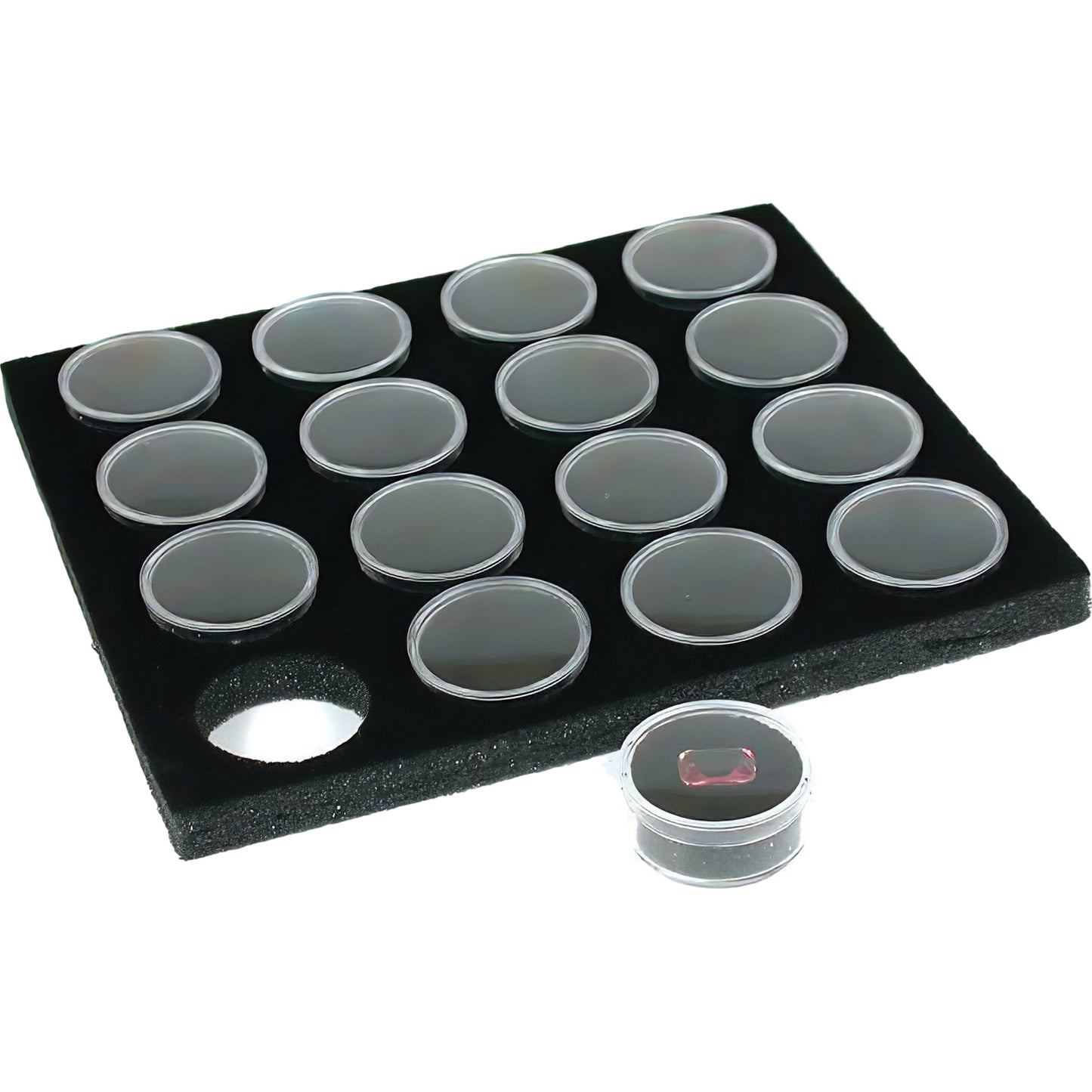 16 & 12 Gem Jars Gemstone Jewelry Tray Insert Pads Showcase Display Kit 2 Pcs