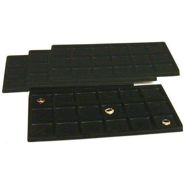 4 Black Flocked 18 Compartment Display Tray Inserts